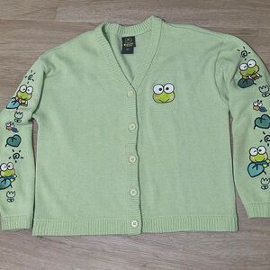 Super cute pastel green Keroppi by Sanrio cardigan in size M
